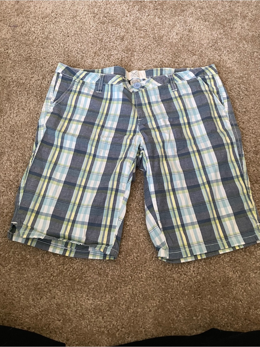 Ocean Drive Plaid Bermuda Shorts in Blue, Green and White